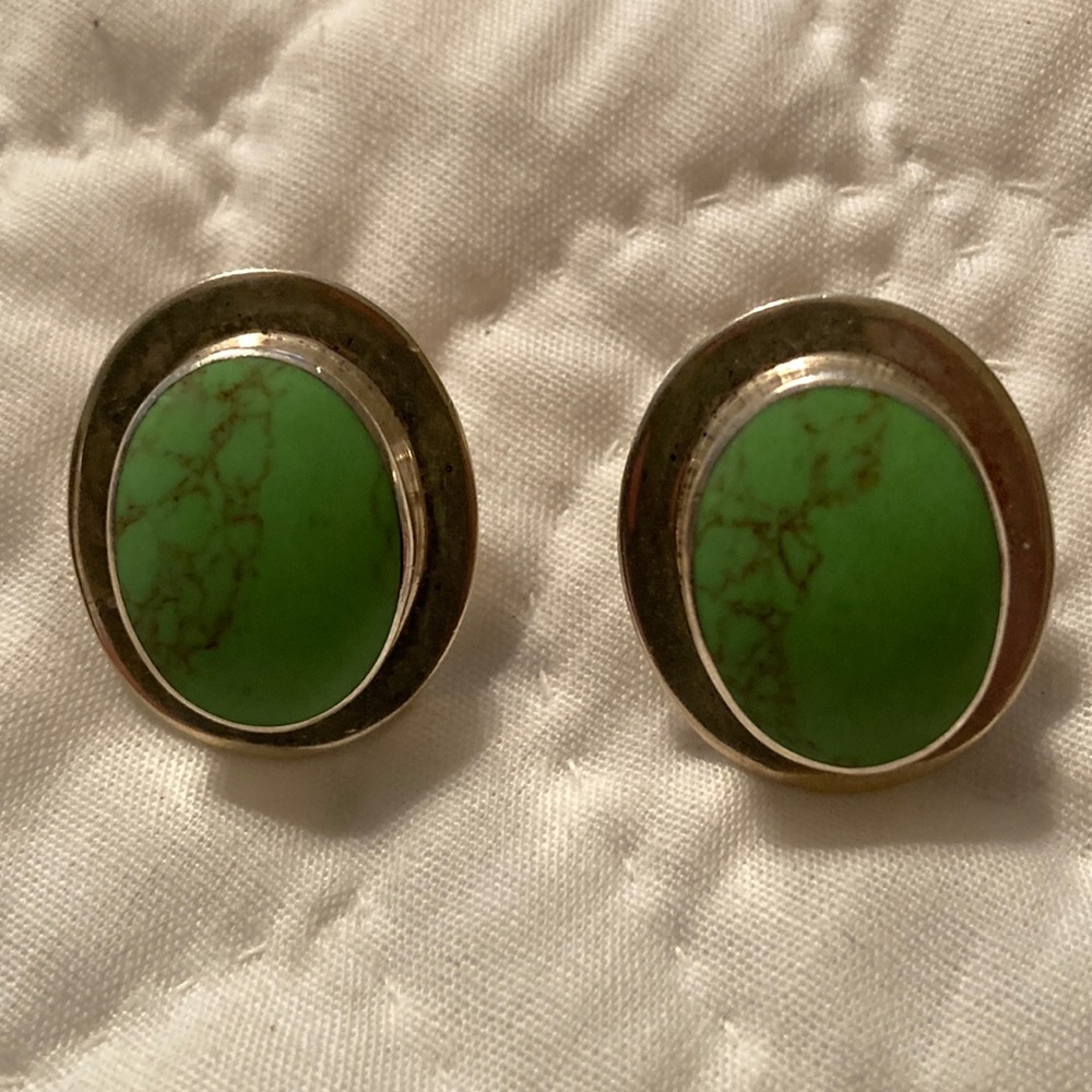 Womens Jade and Silver earrings